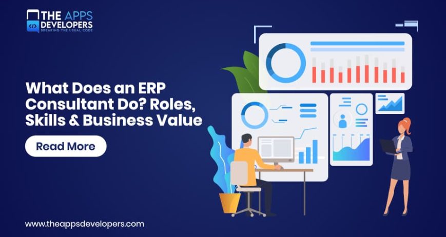 ERP consultant reviewing business processes and enterprise software